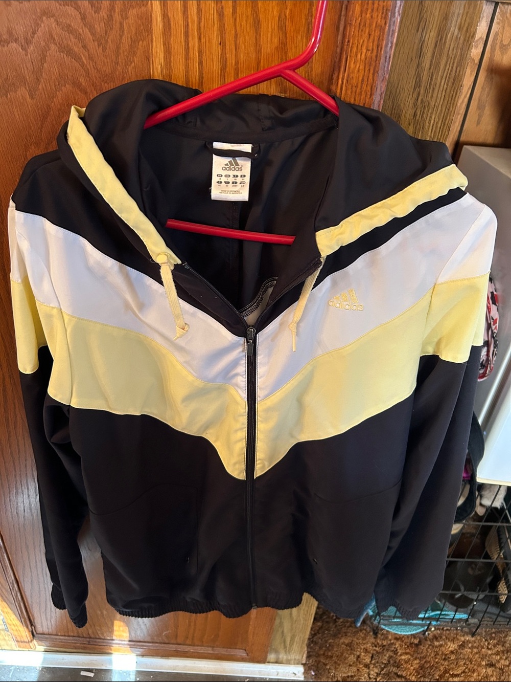 Women’s Adidas Black, White & Pale Yellow Colorblock Zip Hoodie